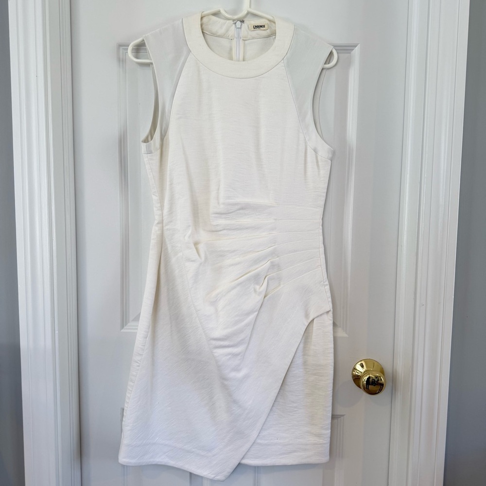 L’Agence Ruched Sheath Cotton Linen Blend  Dress Size 6